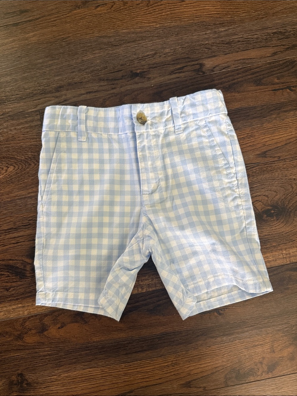 Janie and Jack Light Blue Gingham Flat Front Shorts